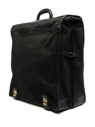 Pre-owned Gucci 1970s Sylvie Web Monogram Travel Bag In Black