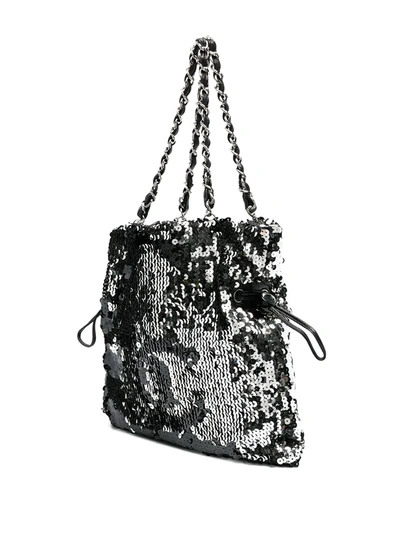 Pre-owned Chanel 2007/2008 Sequin-embellished Cc Shoulder Bag In Silver