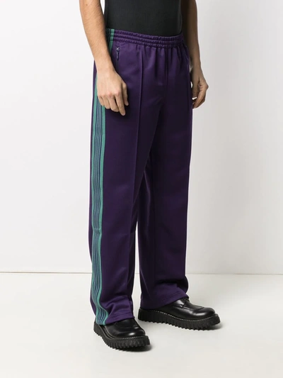 Shop Needles Stripe Trim Sweatpants In Purple