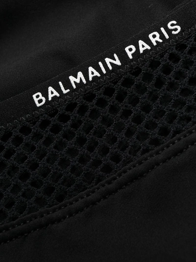 Shop Balmain Logo-trim Mesh Briefs In Black