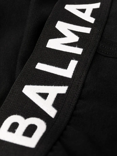 Shop Balmain Logo-waistband Briefs In Black