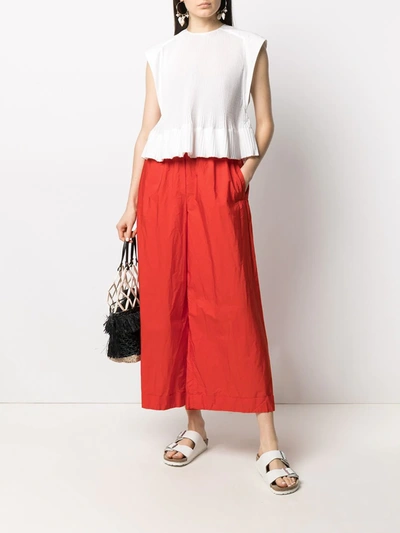 Shop Daniela Gregis Wide-leg Cropped Trousers In Red