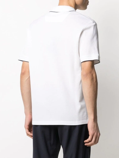 Shop Giorgio Armani Contrast Trim Polo Shirt In White