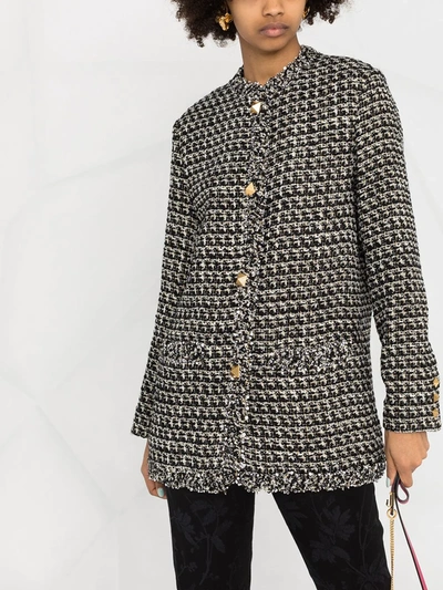 Valentino Tweed Sequin Embellished Jacket In Black