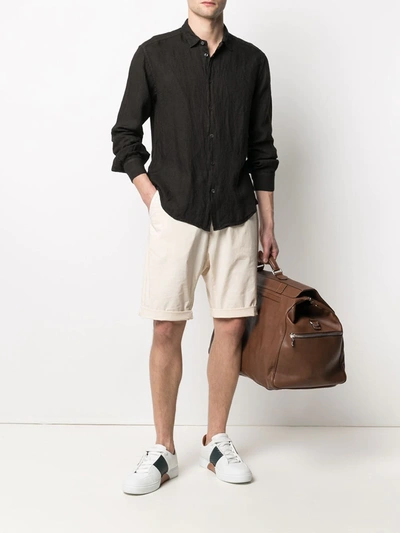 Shop Barena Venezia Linen Long-sleeve Shirt In Black