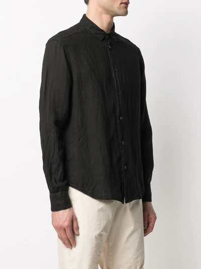 Shop Barena Venezia Linen Long-sleeve Shirt In Black