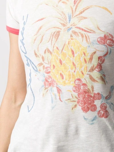 Shop See By Chloé Spring Fruits-print Cotton T-shirt In White