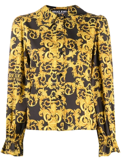 Shop Versace Jeans Couture Baroque-print Blouse In Black