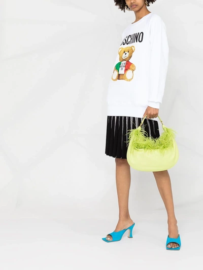 Shop Moschino Teddy Bear Logo Sweatshirt In White