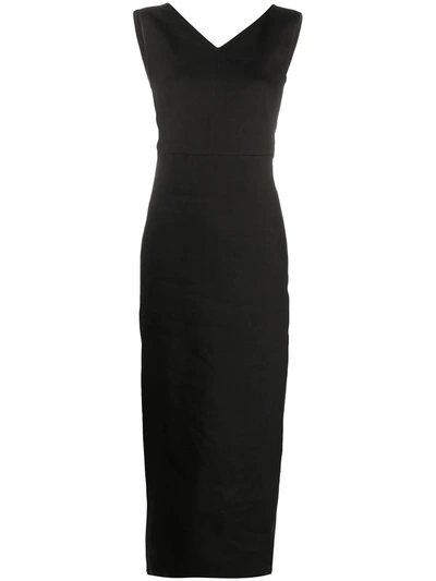 Shop Antonelli Sleeveless Fitted Midi Dress In Black