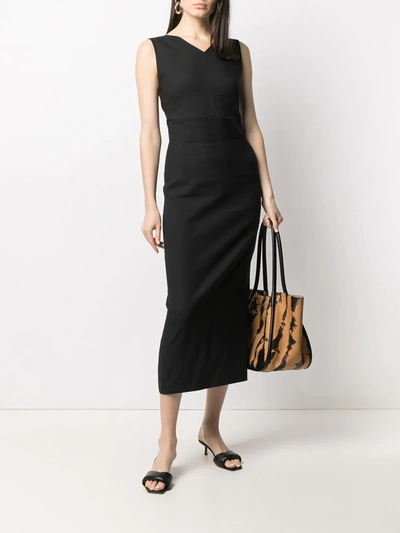 Shop Antonelli Sleeveless Fitted Midi Dress In Black