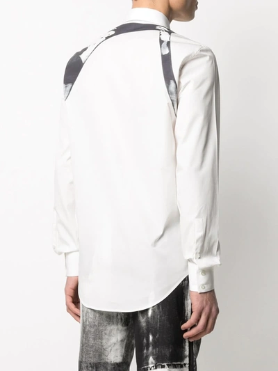 Shop Alexander Mcqueen Abstract Print Harness Detail Shirt In White