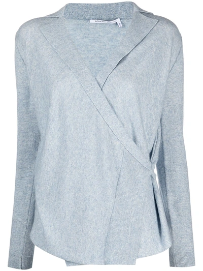 Shop Agnona Wrap-style Cashmere-blend Cardigan In Blue