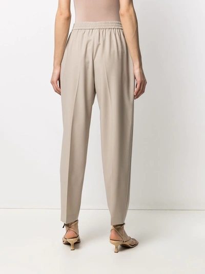Shop Agnona Inverted Pleat Trousers In Neutrals
