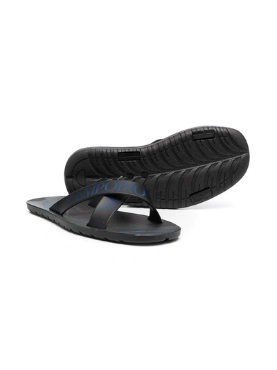 Shop Emporio Armani Teen Logo Insole Sandals In Black