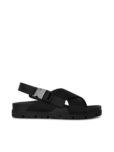 Shop Prada Sandals With Ankle Strap In Black