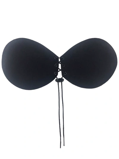 Shop The Natural Lace-up Adhesive Bra In Black