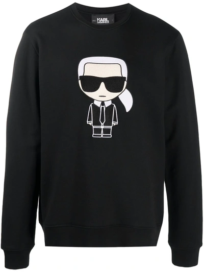 Shop Karl Lagerfeld Ikonik Organic Cotton Sweatshirt In Black