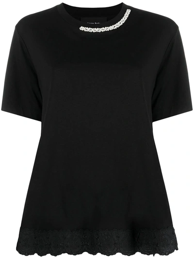 Shop Simone Rocha Pearl-embellished T-shirt In Black