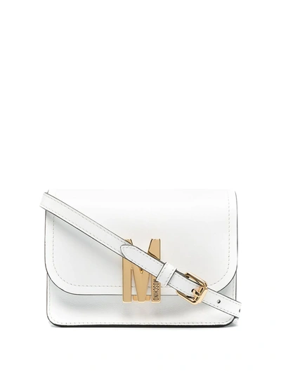 Shop Moschino M-logo Crossbody Bag In White