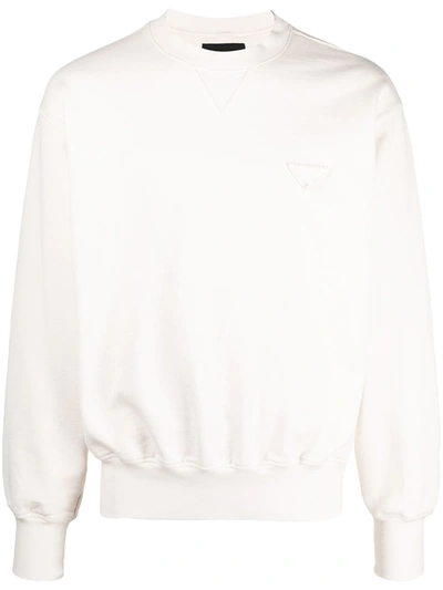 Shop Prada Logo-patch Sweatshirt In Neutrals