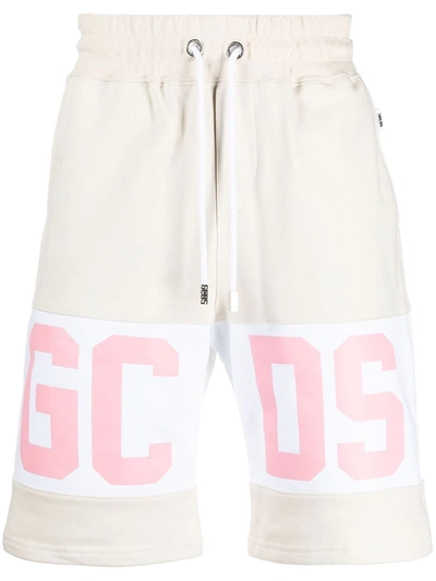 Shop Gcds Colour-block Logo Track Shorts In Neutrals