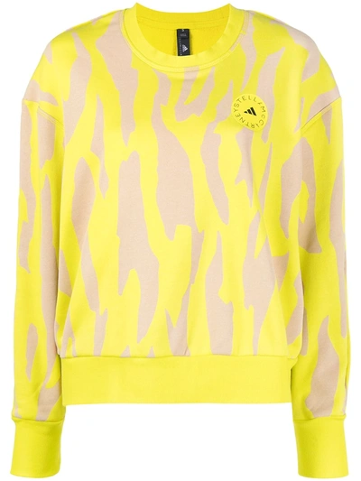 Shop Adidas By Stella Mccartney Sw Zebra-pattern Sweatshirt In Yellow