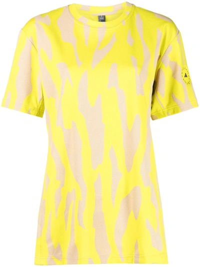 Shop Adidas By Stella Mccartney Abstract-print T-shirt In Yellow
