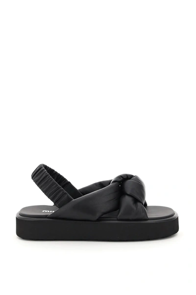 Shop Miu Miu Padded Nappa Sandals In Black