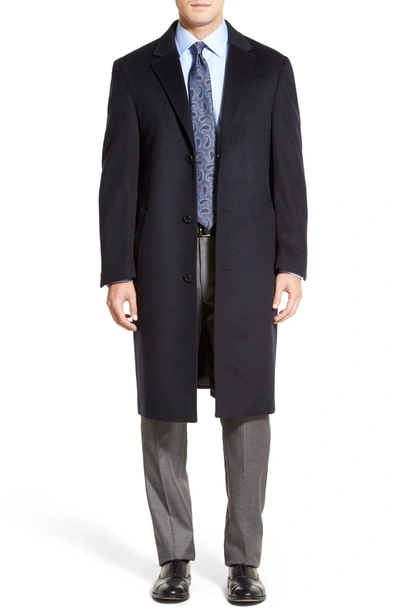 Shop Hart Schaffner Marx Sheffield Classic Fit Wool & Cashmere Overcoat In Navy