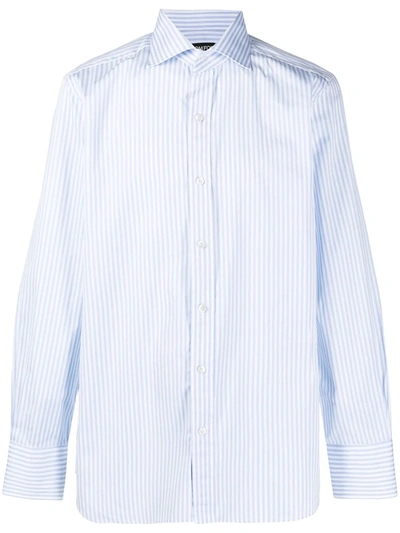 Shop Tom Ford Striped Cotton Shirt In Blue