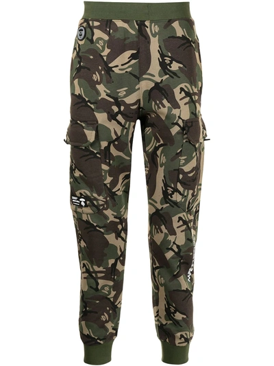 Shop Aape By A Bathing Ape Camouflage Print Cargo Track Trousers In Green