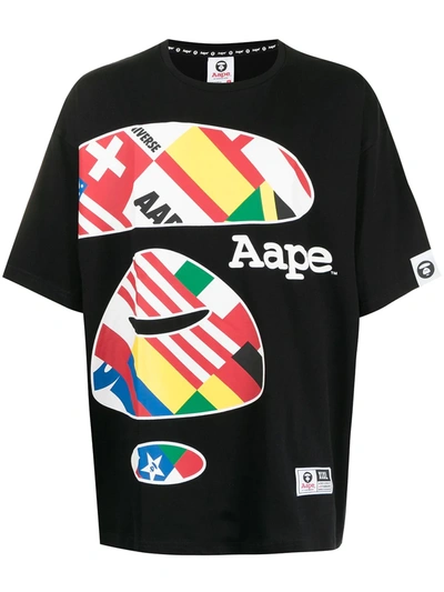 Shop Aape By A Bathing Ape Oversized Universe Cotton T-shirt In Black