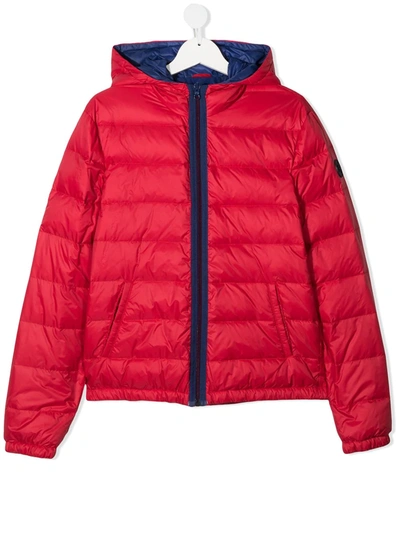 Shop Fay Teen Hooded Padded Jacket In Red
