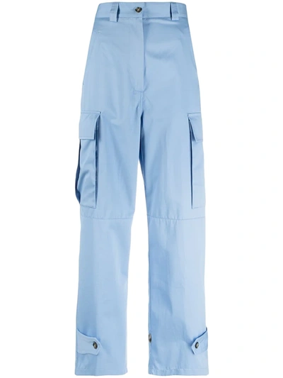 Msgm Cropped High-waist Trousers In Blue