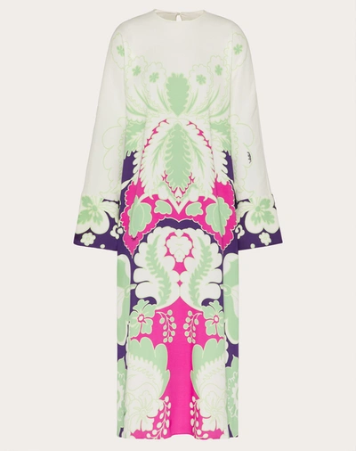 Shop Valentino Printed Cady Dress In Amethyst/multicolor