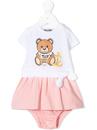 Shop Moschino Teddy Bear Two-tone Short Dress In White