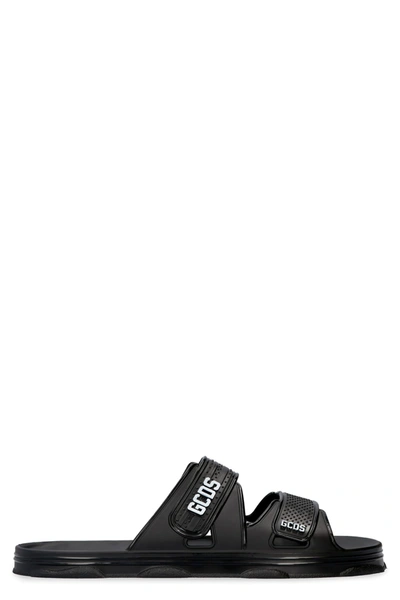 Shop Gcds Logo Detail Rubber Slides In Black