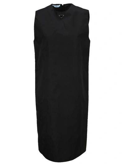 Shop Prada Re-nylon Gabardine Sleeveless Dress In Black