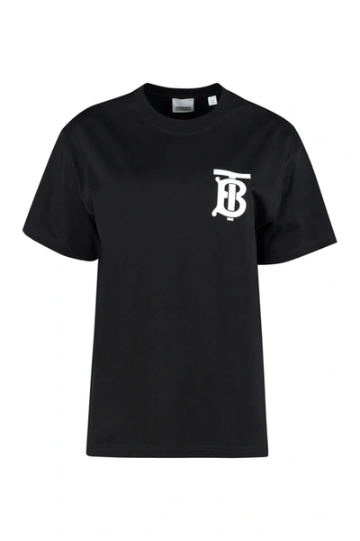 Shop Burberry Cotton Crew-neck T-shirt In Black