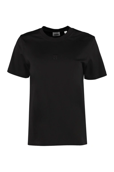 Shop Burberry Crew-neck Cotton T-shirt In Black