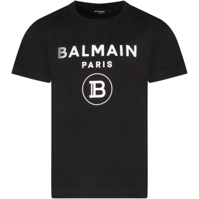 Shop Balmain Black T-shirt For Boy With Logo