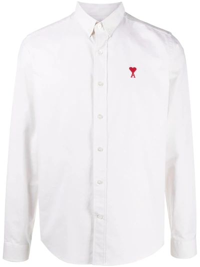 Shop Ami Alexandre Mattiussi Ami De Coeur Button-down Shirt In Neutrals