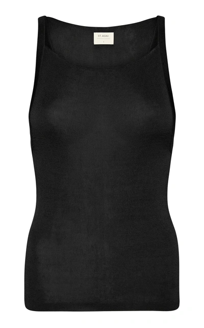 Shop St Agni Women's Min Ribbed-knit Tank Top In Black