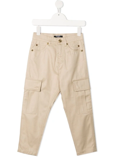 Shop Balmain Cargo Pocket Straight-leg Jeans In Neutrals
