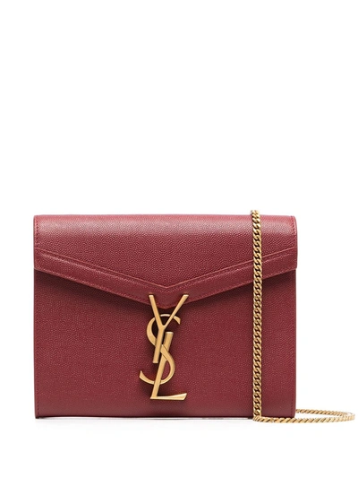 Shop Saint Laurent Ysl Chain Shoulder Bag In Red