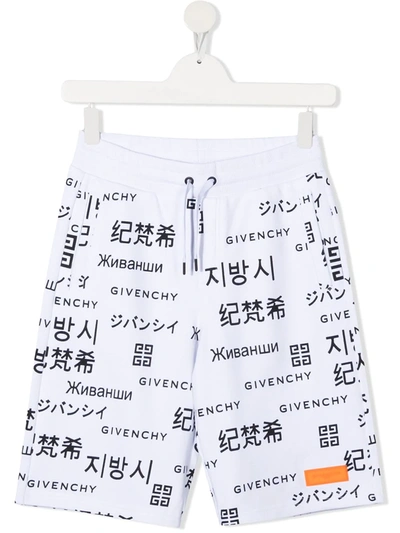 Shop Givenchy Teen Logo-print Deck Shorts In White