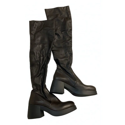 Pre-owned Elena Iachi Leather Boots In Brown