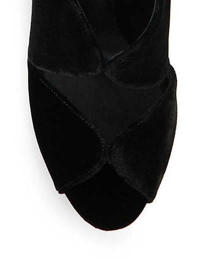 Shop Casadei Crisscross Velvet Ankle-tie Sandals In Black