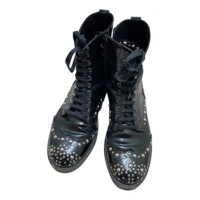 Pre-owned Mcq By Alexander Mcqueen Leather Lace Up Boots In Black